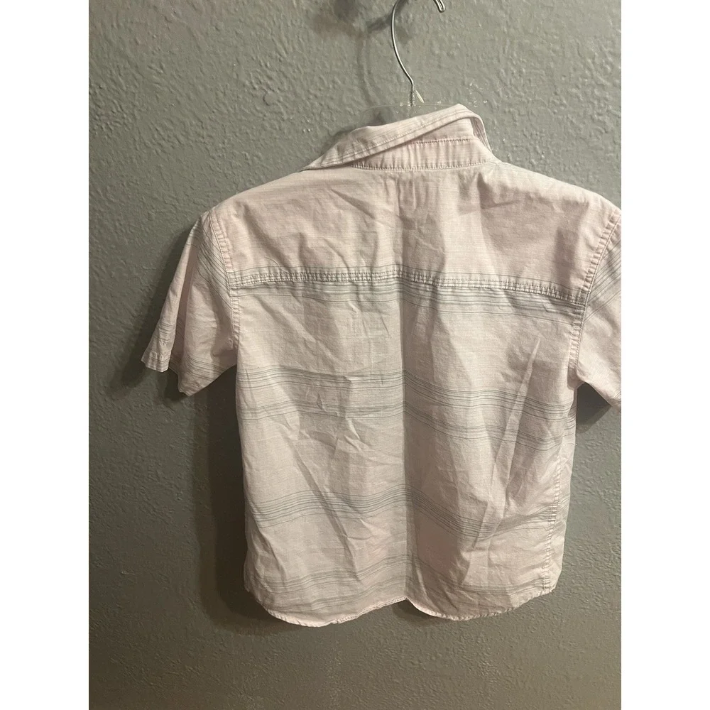 Calvin Klein Jeans Boys PinkStriped Button Up Shirt Short Sleeve Size‎ L (14-16)